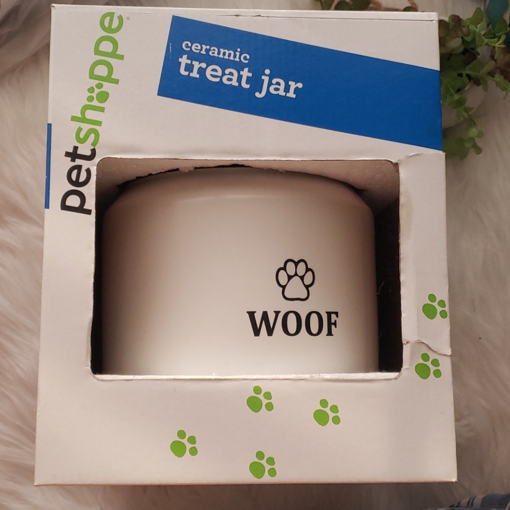 Petshoppe Ceramic Large White Dog Treat Jar
